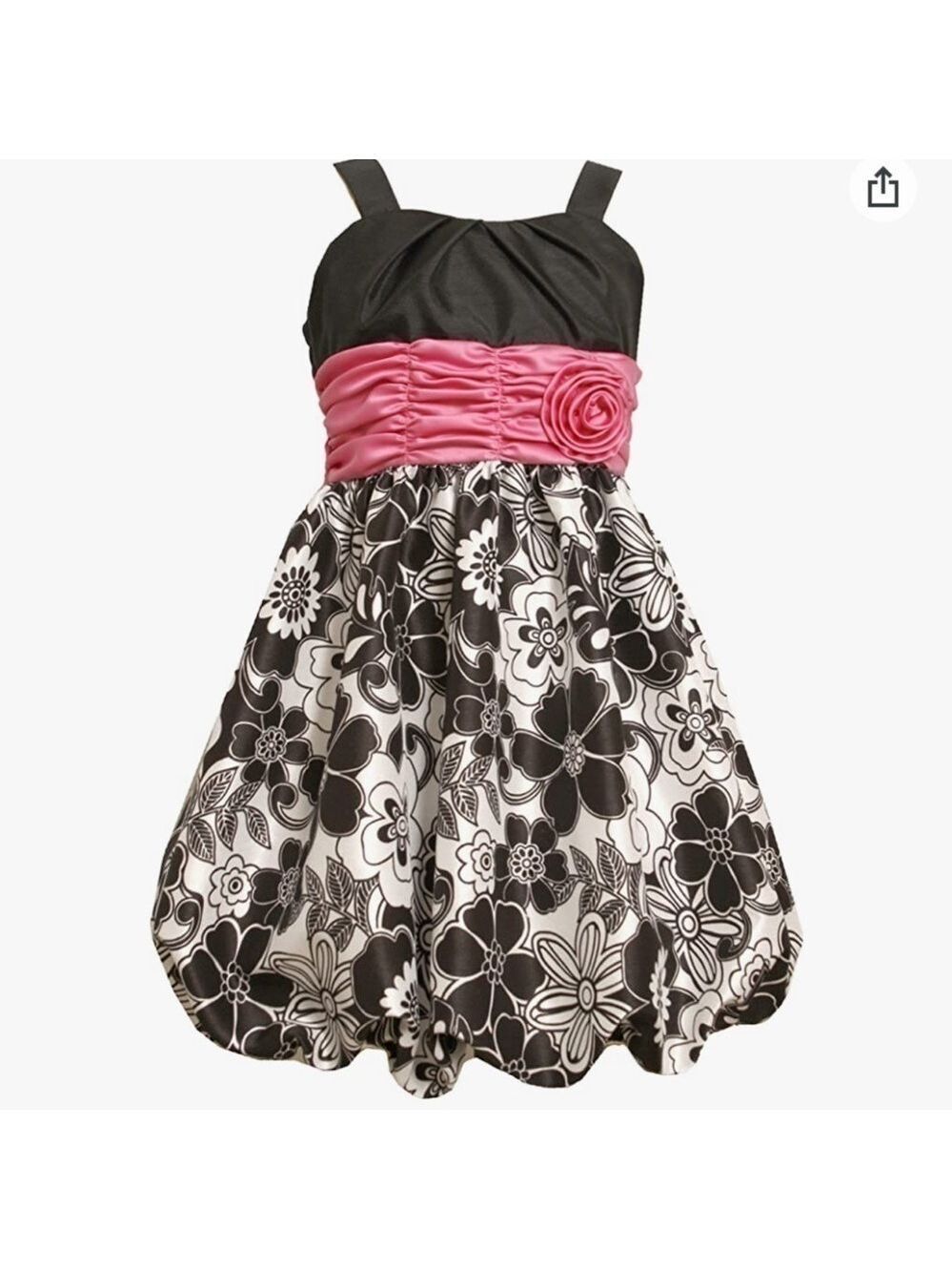 Bonnie Jean NWOT Big Girls Plus Size Black/White Shirred Waist Bubble Dress